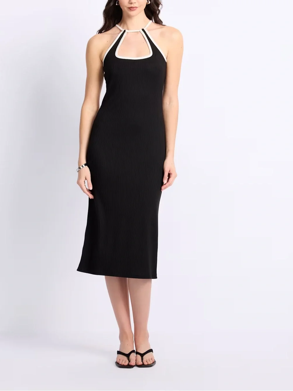 Loveappella Belle Fitted Halter Neck Midi Dress Size Small